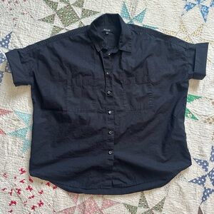 Madewell Black Boxy Short Sleeve Button Front Shirt Sz S